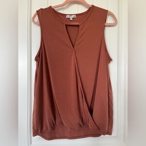 Moa Moa Top Rust Wrap With Cutout Size Large tank sleeveless blouse draped